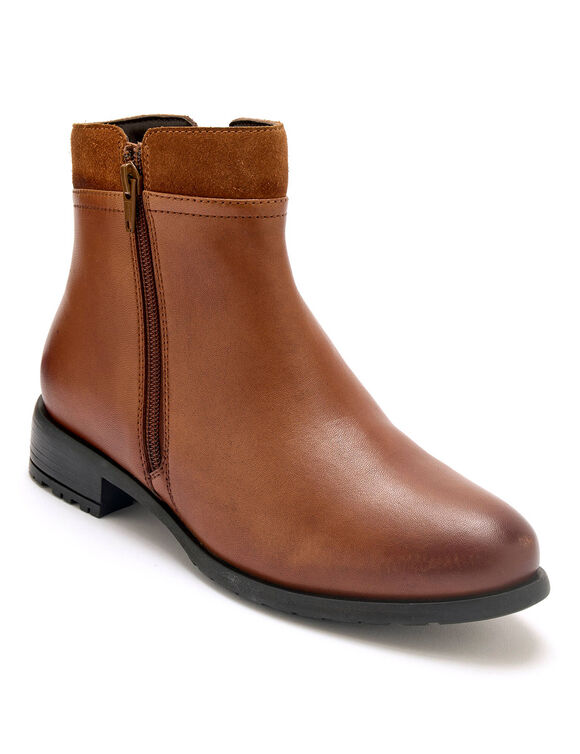 Boots zipp&eacute;es en cuir largeur confort (caramel)