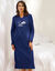 Chemise de nuit longue nuages en micro-polaire (marine)