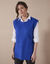 Pull tunique sans manches, maille anglaise toucher doux (bleu dur)