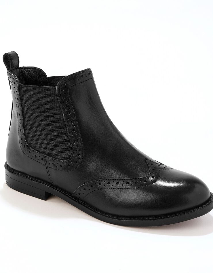 Boots perforées en cuir femme - noir (noir) Boots perforées en cuir femme - noir (noir)
