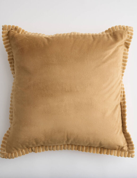 Coussin en velours, finition pliss&eacute;e (miel)