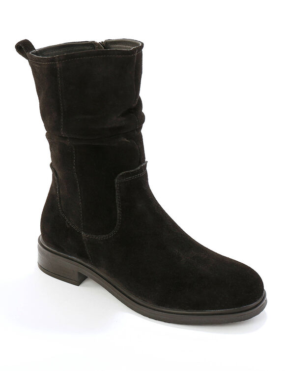 Bottes fourr&eacute;es en cuir pliss&eacute;  (noir)