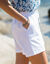 Short uni, coton-lin (blanc)