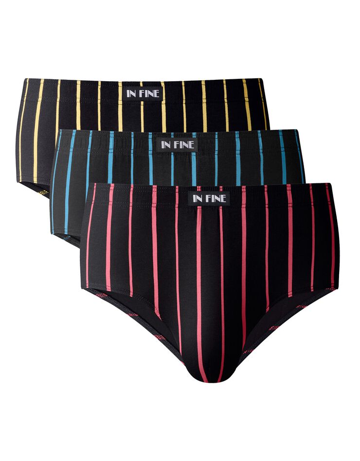 Slip fermés rayés taille haute - lot de 6 (assortis) Slip fermés rayés taille haute - lot de 6 (assortis)