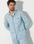 Pyjama imprimé popeline polyester/coton (bleu)