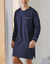 Chemise de nuit coton passepoils contrast&eacute;s (marine)