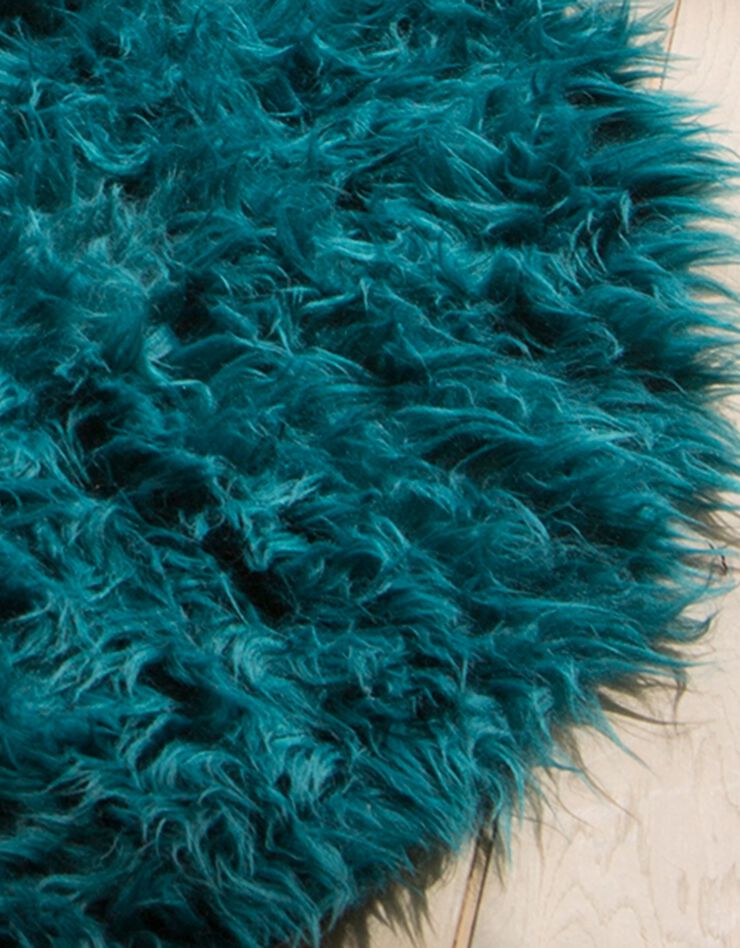 Tapis rond poils longs (émeraude)