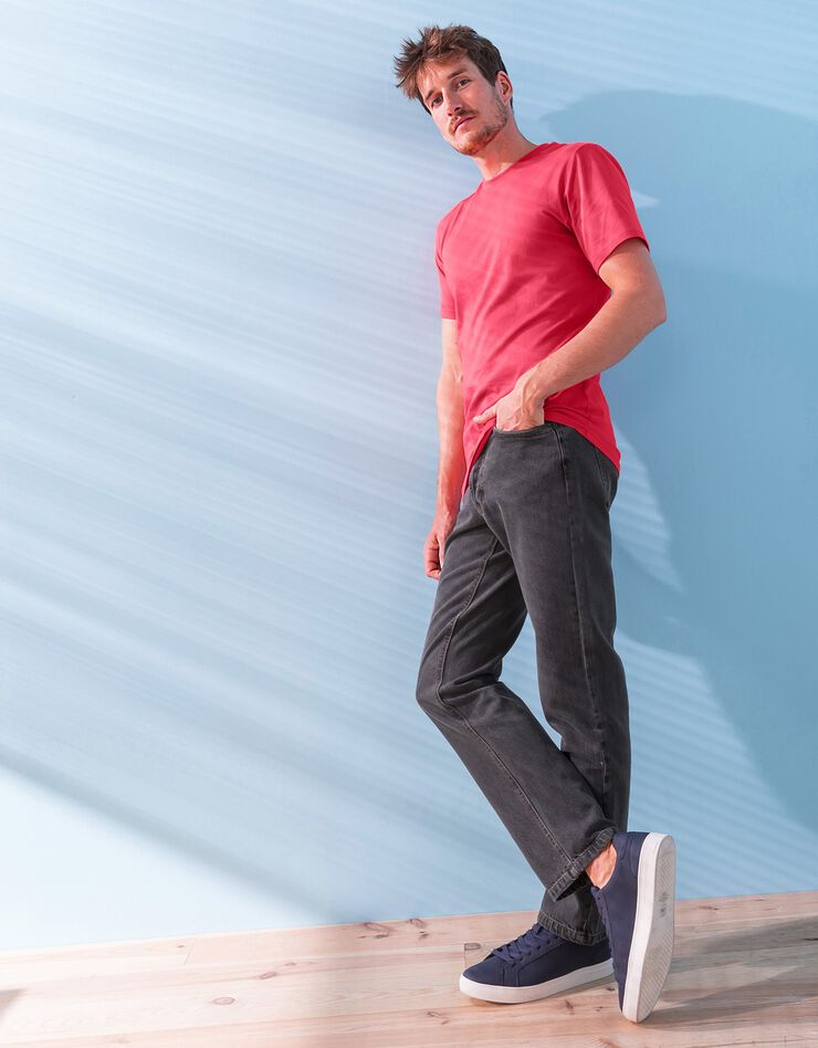 Tee-shirt col rond manches courtes - lot de 3 (corail / céladon / indigo)