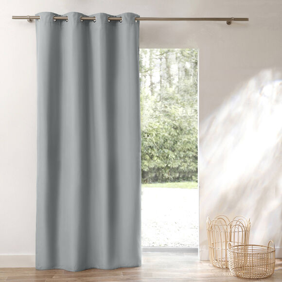 Rideau isolant uni envers polaire finition oeillets (gris perle)