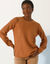 Pull col rond, maille anglaise toucher doux (noisette)