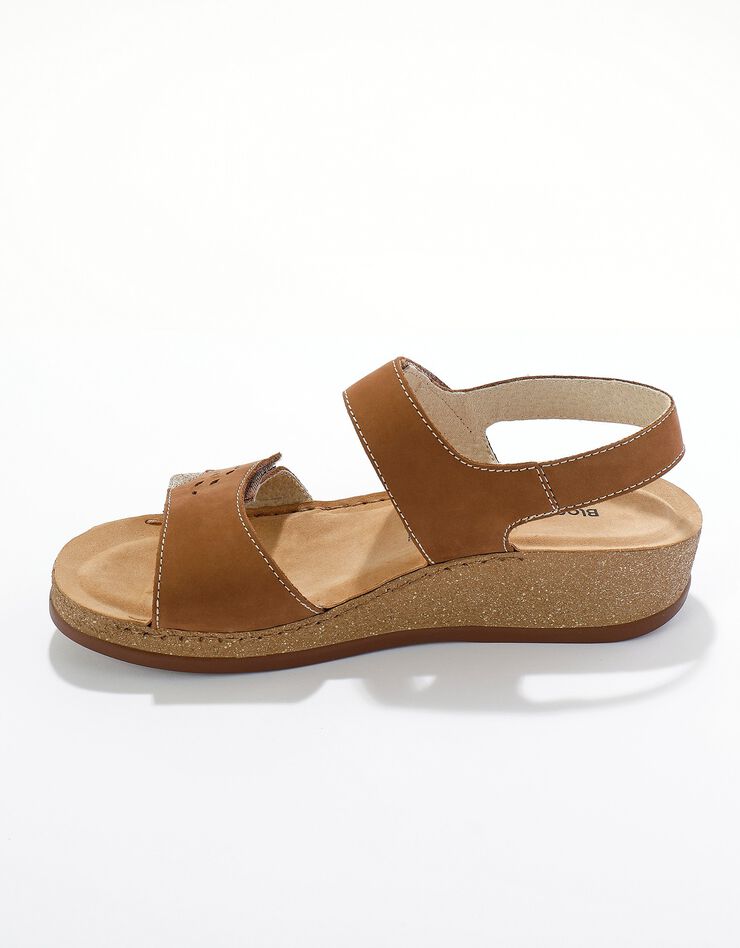 Sandales largeur confort en cuir - marron (marron)