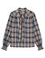 Blouse &agrave; lavalli&egrave;re manches longues, &agrave; carreaux (beige / bleu)