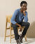 Gilet maille effet rayures (bleu jean)