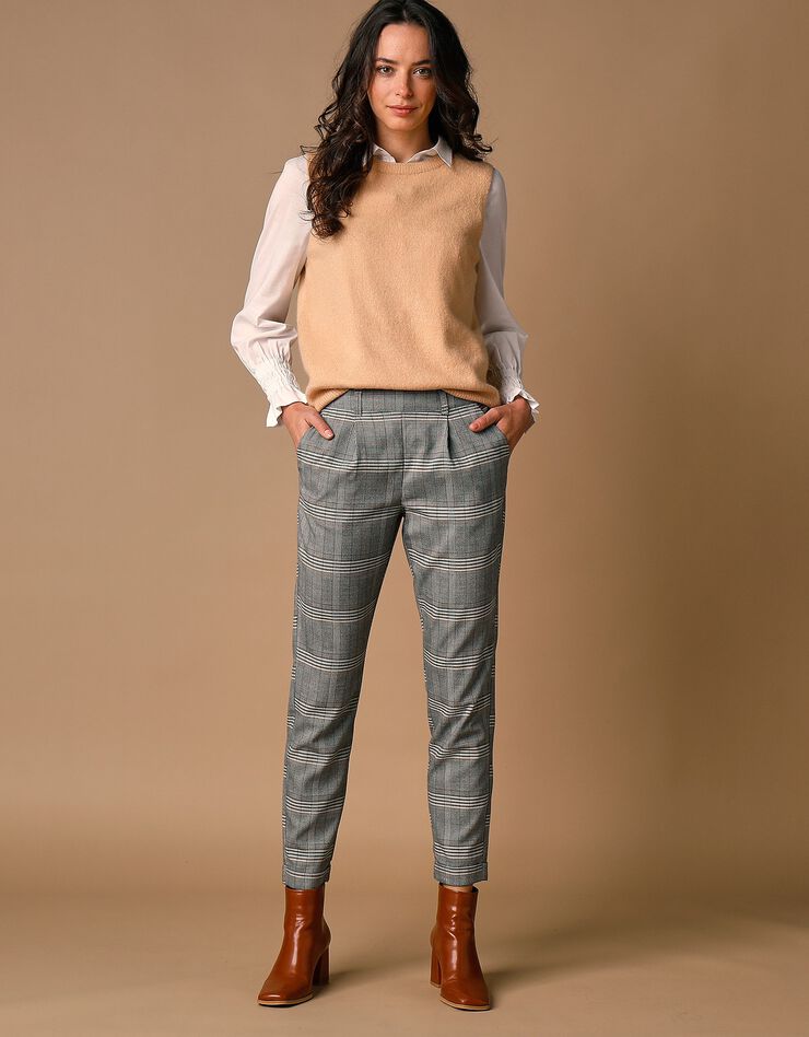 Pantalon 7/8ème imprimé carreaux (beige / vert) Pantalon 7/8ème imprimé carreaux (beige / vert)