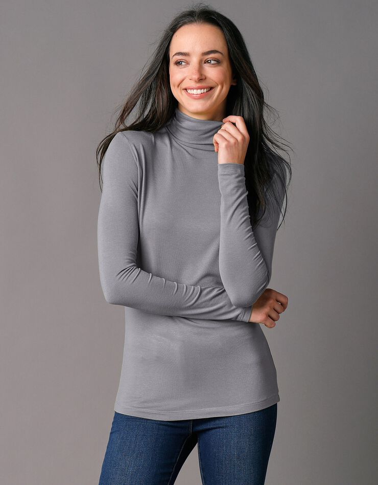 Sous-pull uni col roulé viscose stretch (gris) Sous-pull uni col roulé viscose stretch (gris)