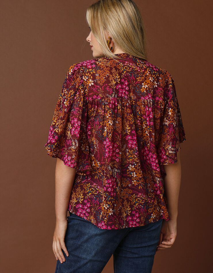 Blouse en voile imprimé (prune / rose) Blouse en voile imprimé (prune / rose)