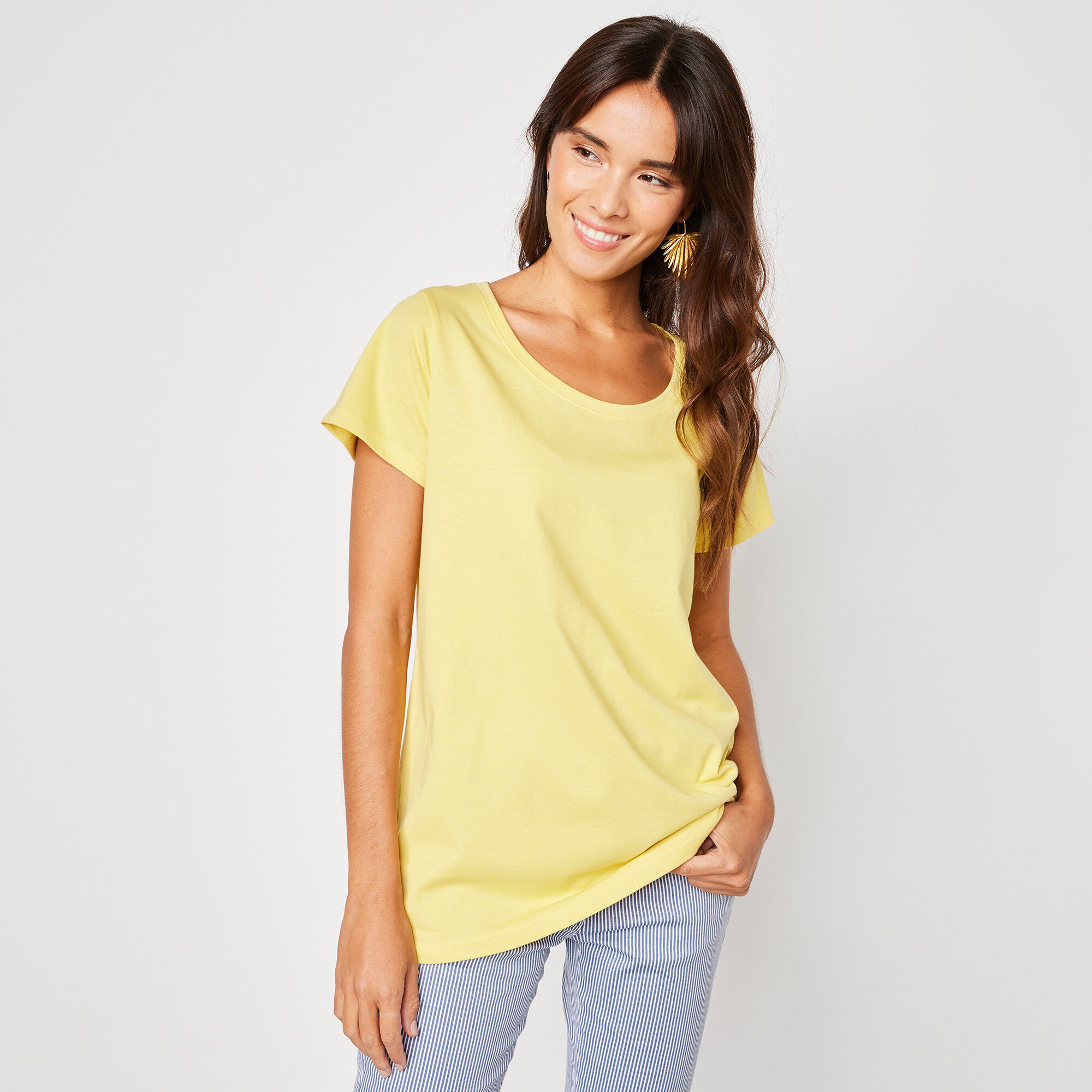 T-shirt Manches Longues Rayé Jaune Blancheporte - Taille 46/48 (grande Taille) - Neuf Sans étiquettes