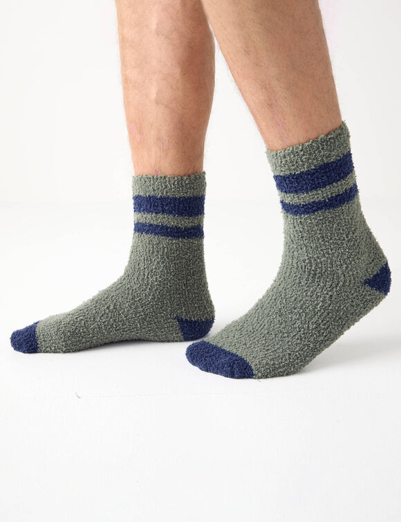 Lot de 2 paires de chaussettes en maille polaire (kaki / marine)