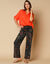 Pantalon large fluide imprimé (noir / kaki)