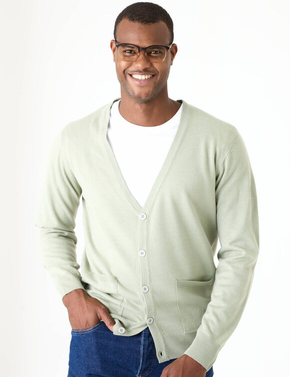 Gilet boutonn&eacute; manches longues (vert amande)