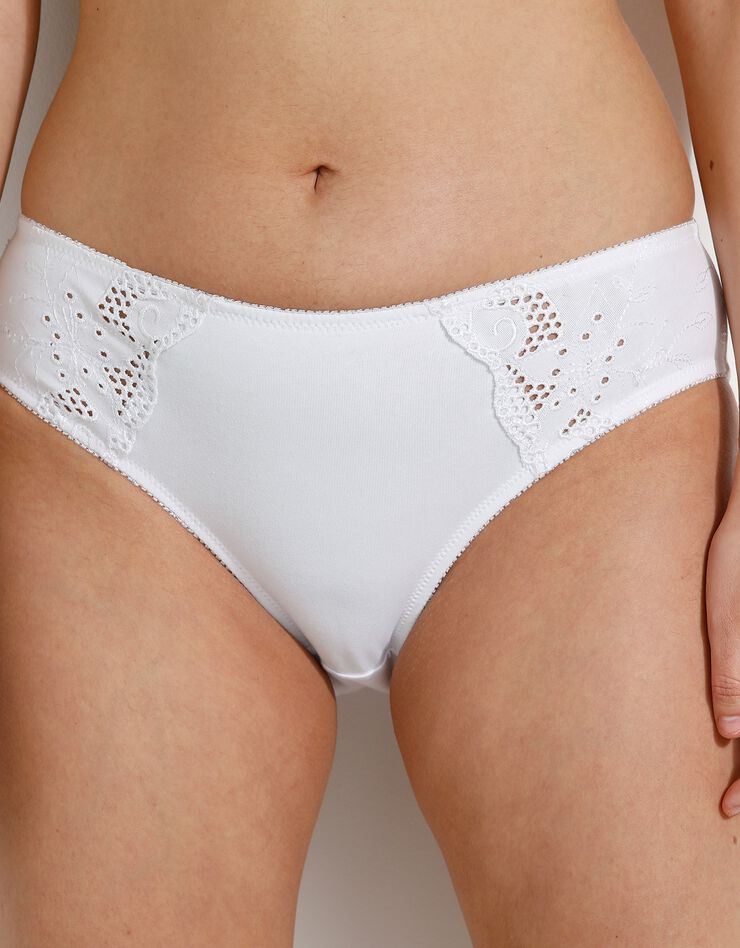 Culotte brodée forme midi coton uni Olbia - lot de 2 (blanc) Culotte brodée forme midi coton uni Olbia - lot de 2 (blanc)