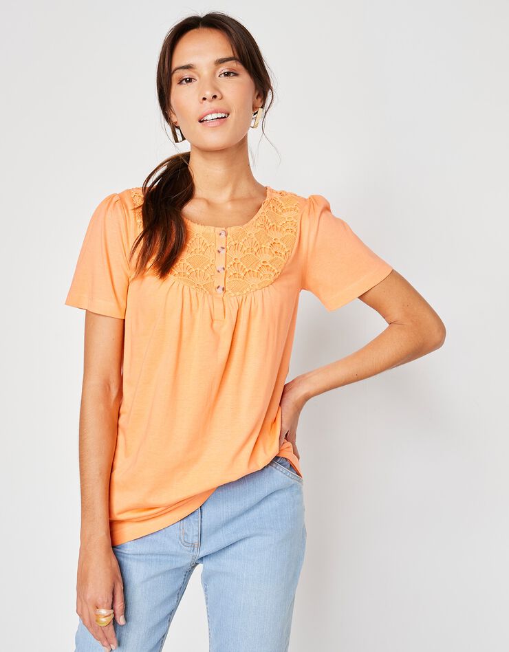 Tee-shirt macramé manches courtes (mangue) Tee-shirt macramé manches courtes (mangue)