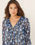 Robe à plis voile imprimé (noir / bleu)