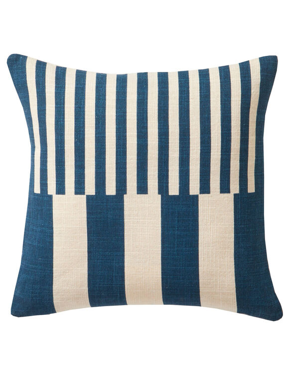 Coussin imprim&eacute; rayures (bleu)