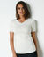 Tee-shirt manches courtes chaleur seconde peau et détails dentelle (ivoire)