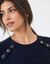 Pull tunique boutons fantaisie toucher doux (bleu encre)