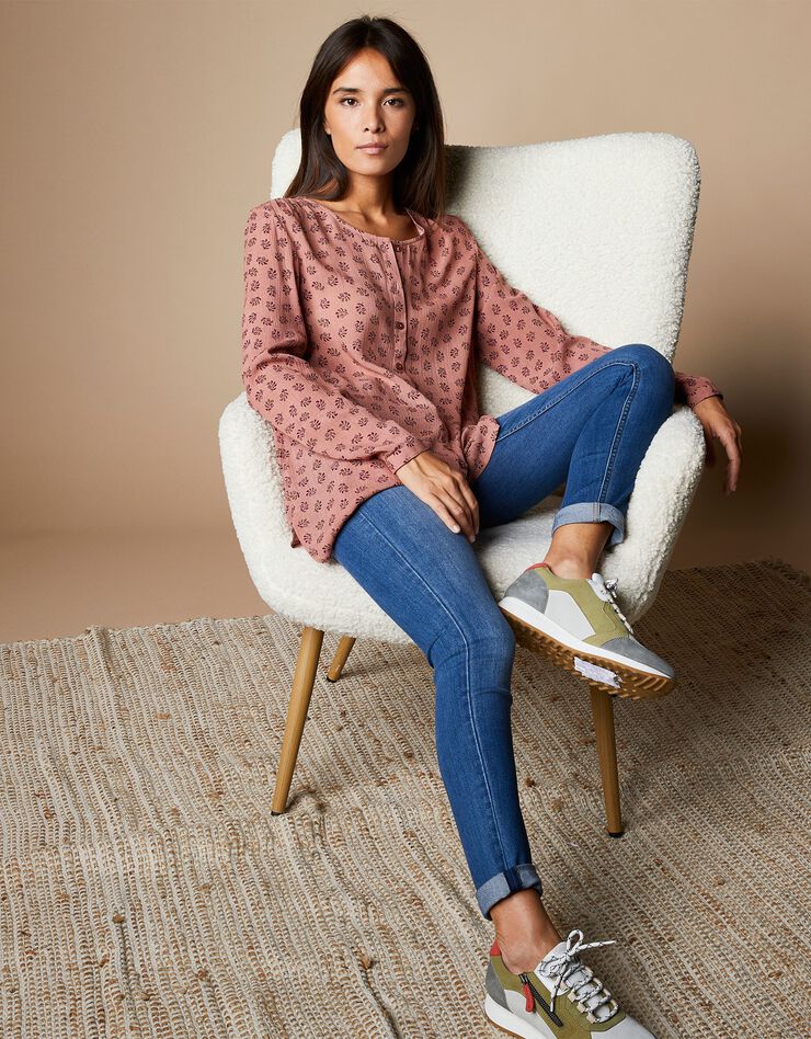 Blouse imprimée manches longues (bois de rose) Blouse imprimée manches longues (bois de rose)