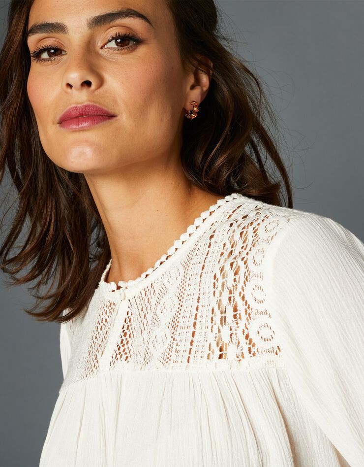 Blouse macramé manches longues (ivoire) Blouse macramé manches longues (ivoire)