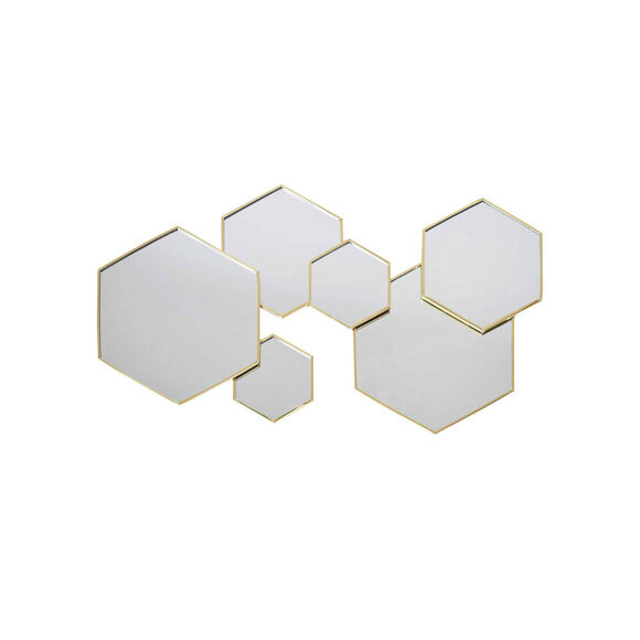 Miroir hexagonal multiple métal doré  (doré)