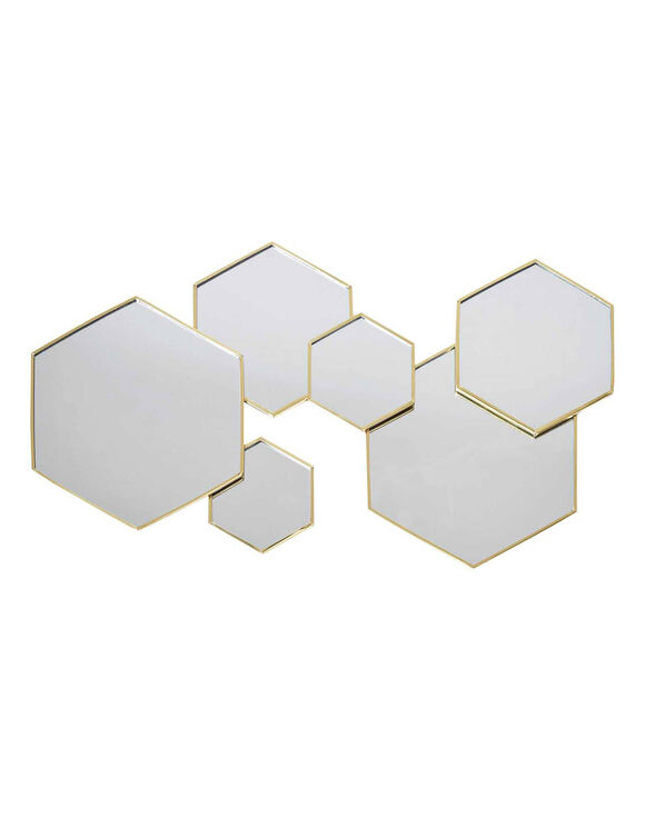 Miroir hexagonal multiple métal doré  (doré)