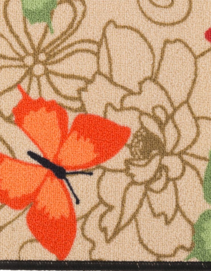 Tapis cuisine imprimé papillons (beige)