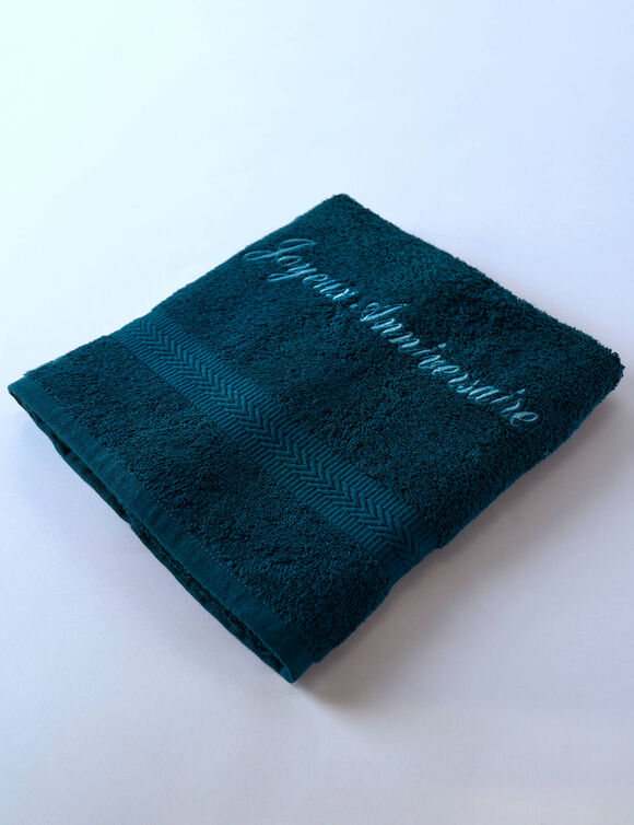 Collection serviettes de bain personnalis&eacute;es - confort moelleux 420 g/m&sup2; (bleu paon)