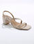 Sandales à fines brides effet croco et talon carré (crème)