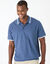 Polo maille piqu&eacute;e confort manches courtes  (bleu jean)