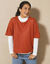 Pull poncho manches coude (terracotta)