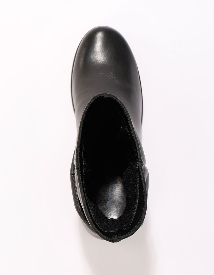 Bottes plissées mi-hautes en cuir avec semelle compensée invisible - noir (noir)