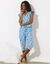 Haut de pyjama manches courtes imprimé fleuri (bleu / écru)