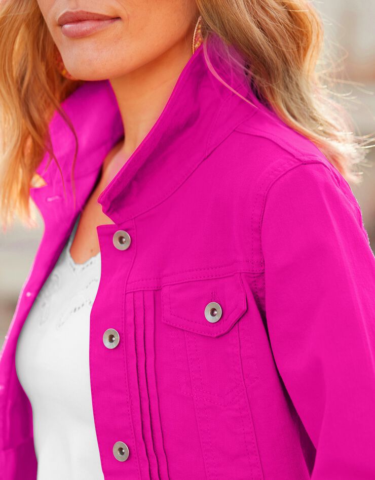 Veste boutonnée plis fantaisie (fuchsia) Veste boutonnée plis fantaisie (fuchsia)