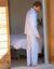 Pyjama rayures popeline coton (bleu ciel)