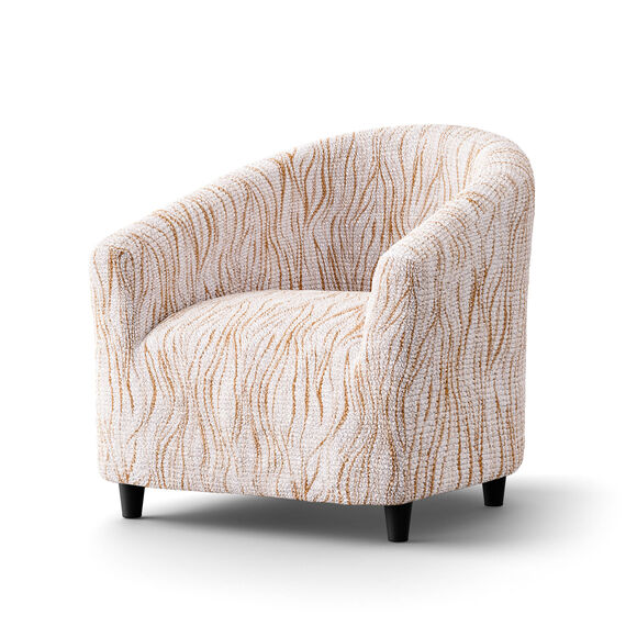Housse microfibre bi-extensible imprimé vague spéciale fauteuil cabriolet (beige)