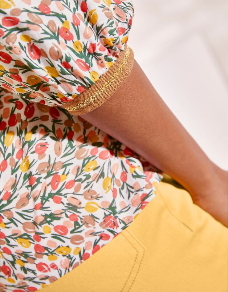 Tee-shirt manches 3/4 imprimé fleurs (corail) Tee-shirt manches 3/4 imprimé fleurs (corail)