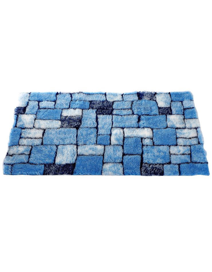 Tapis de bain mosaïque toucher peluche (bleu) Tapis de bain mosaïque toucher peluche (bleu)