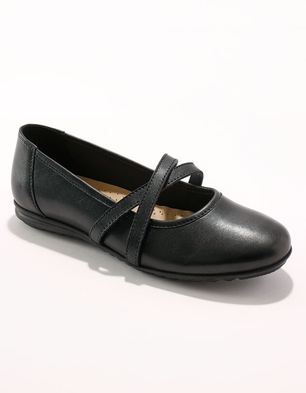 Ballerine cuir style babies  (noir)