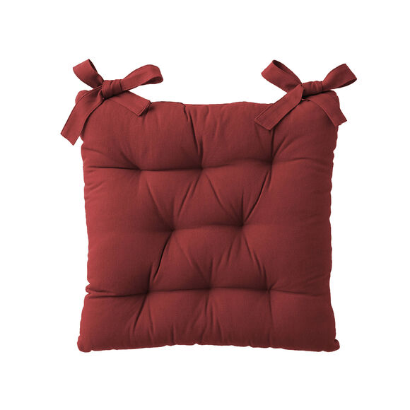 Galette de chaise carr&eacute;e unie coton bachette - lot de 2 (bordeaux)
