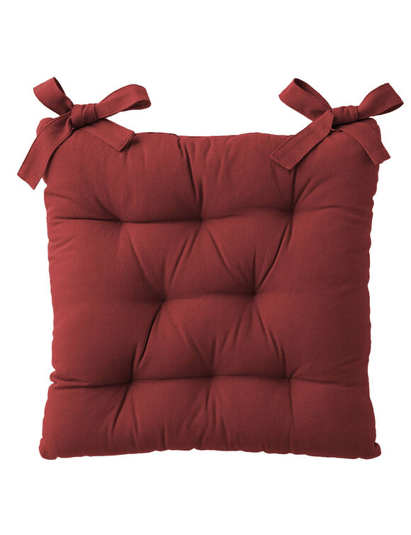 Galette de chaise carr&eacute;e unie coton bachette - lot de 2 (bordeaux)
