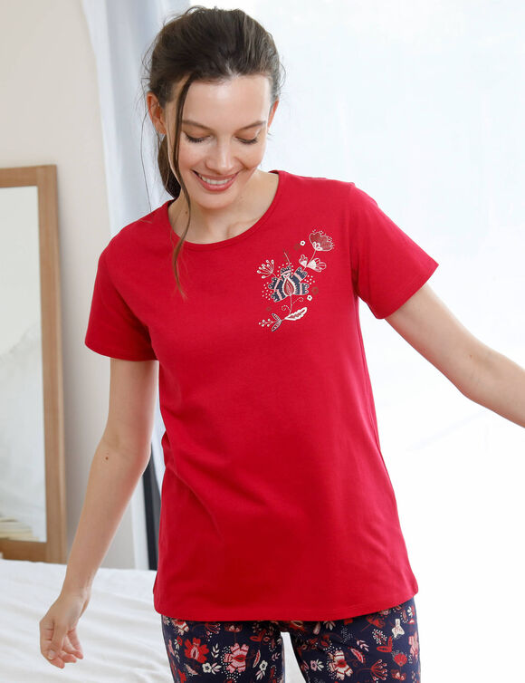 Tee-shirt pyjama manches courtes (rouge)